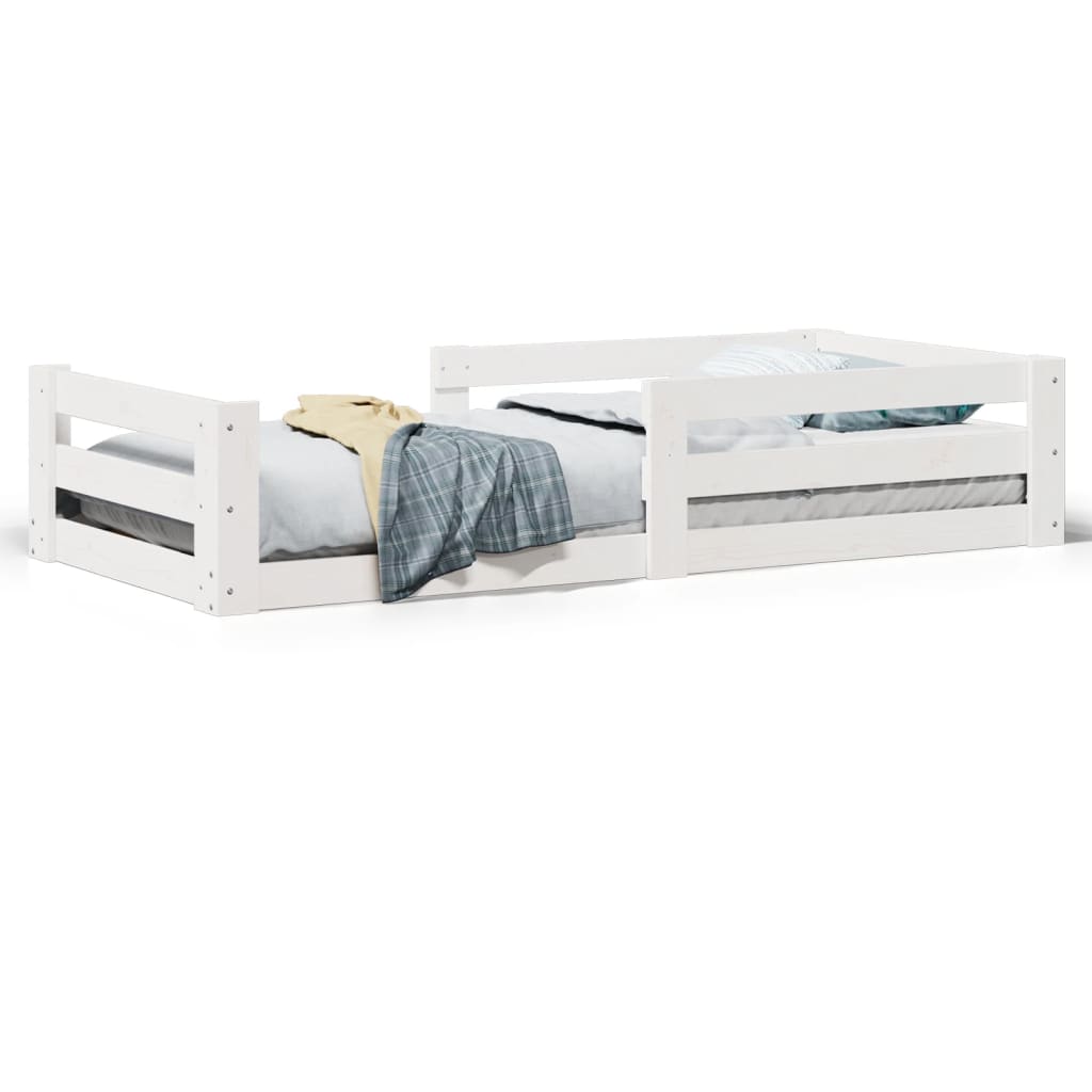 Cadre de lit sans matelas blanc 100x200 cm bois de pin massif