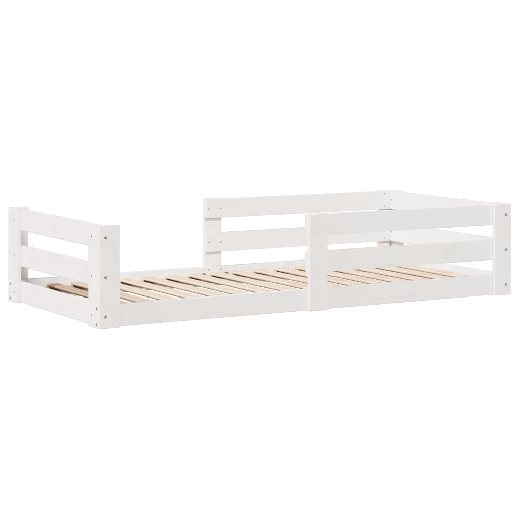 Bed frame without mattress white 70x140 cm solid pine wood