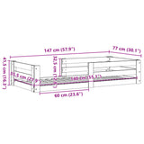 Bettgestell ohne Matratze, braunes Wachs, 70 x 140 cm, massives Kiefernholz