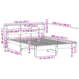 Bücherregalbett ohne Matratze 120x200 cm aus massivem Kiefernholz