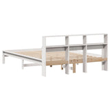 Lit bibliothèque sans matelas blanc 120x200 cm bois pin massif