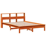 Library bed without brown wax mattress 120x200 cm solid pine