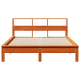 Library bed without brown wax mattress 120x200 cm solid pine