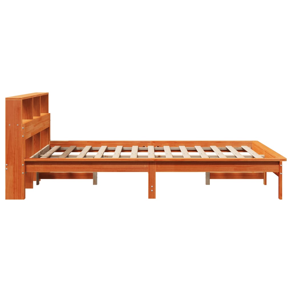 Library bed without brown wax mattress 120x200 cm solid pine