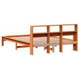 Library bed without brown wax mattress 120x200 cm solid pine