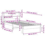 Lit bibliothèque sans matelas 90x190 cm bois de pin massif