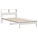 White library bed without mattress 75x190cm solid pine wood