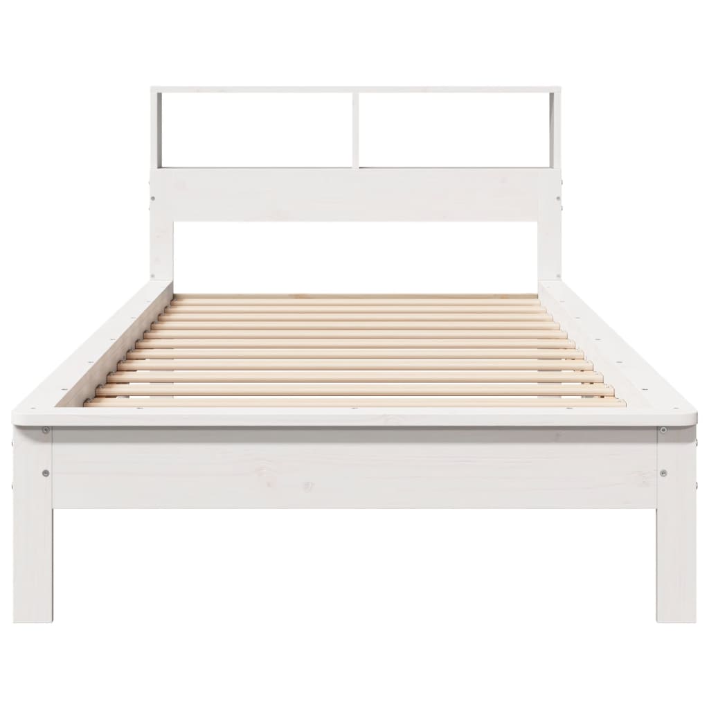 White library bed without mattress 75x190cm solid pine wood