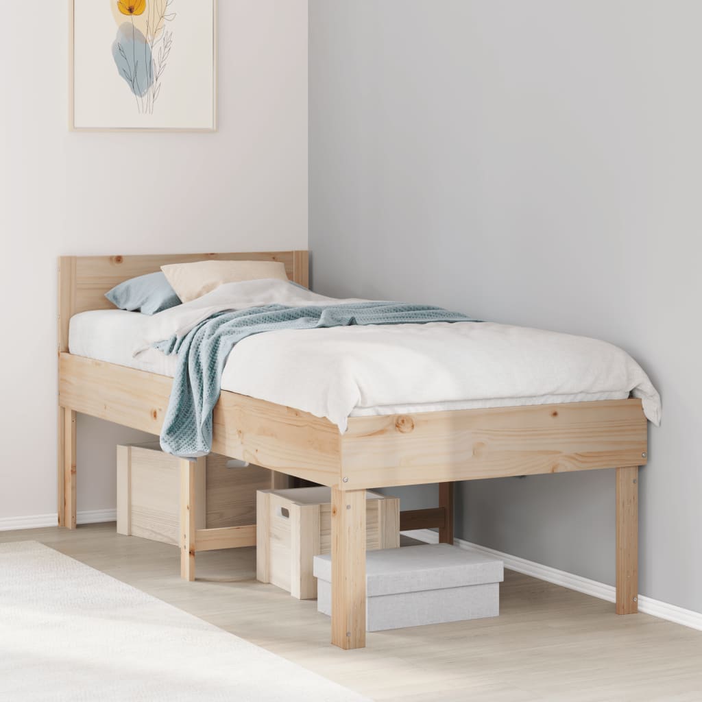 Bed frame without mattress 90x200 cm solid pine wood