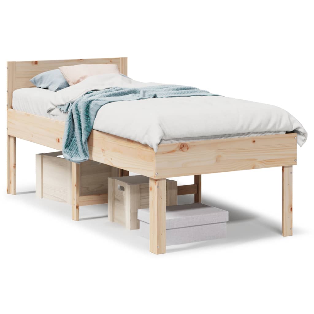 Bed frame without mattress 90x190 cm solid pine wood