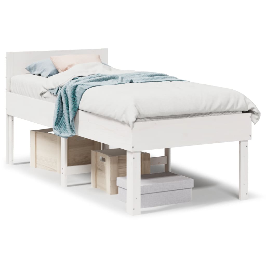 Cadre de lit sans matelas blanc 90x190 cm bois de pin massif