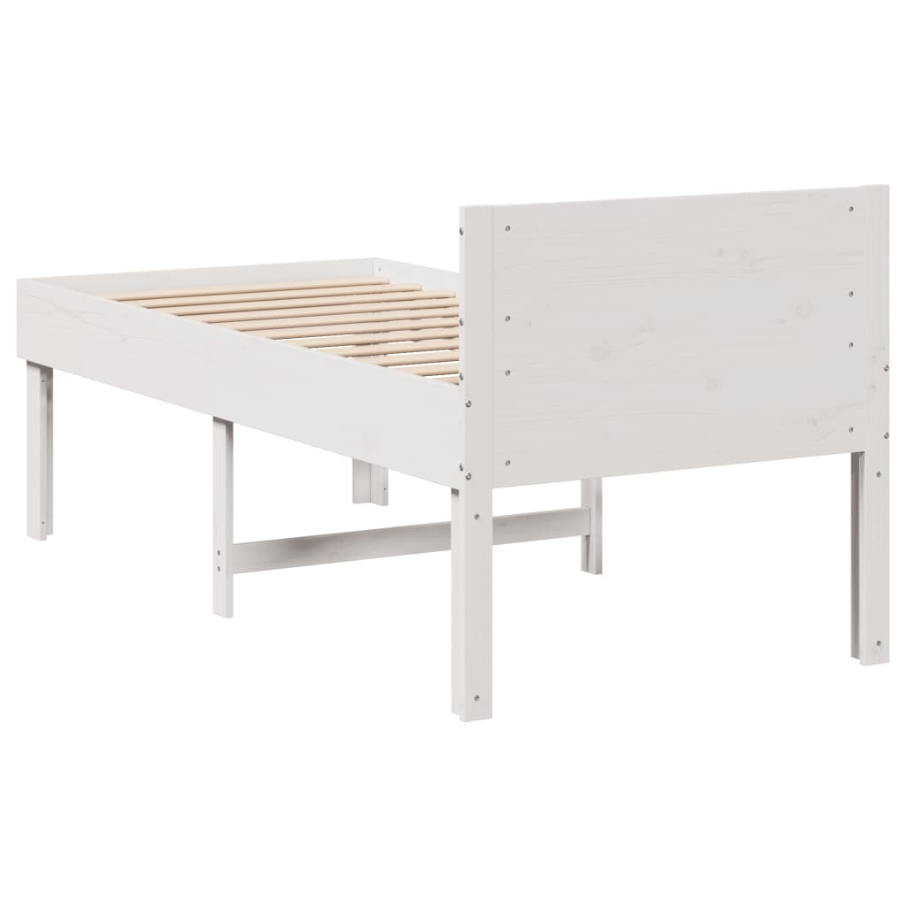 Cadre de lit sans matelas blanc 90x190 cm bois de pin massif