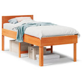 Bed frame without mattress brown wax 90x190 cm solid pine wood