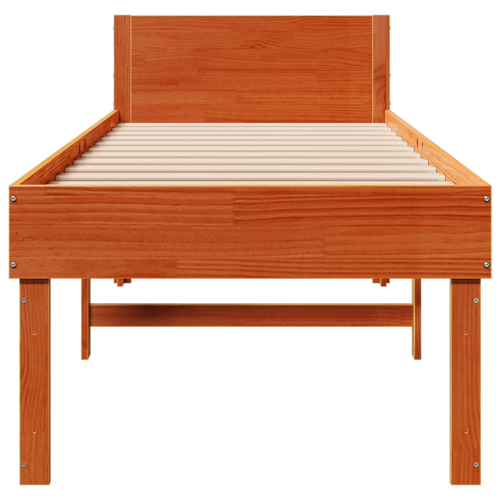 Bed frame without mattress brown wax 90x190 cm solid pine wood