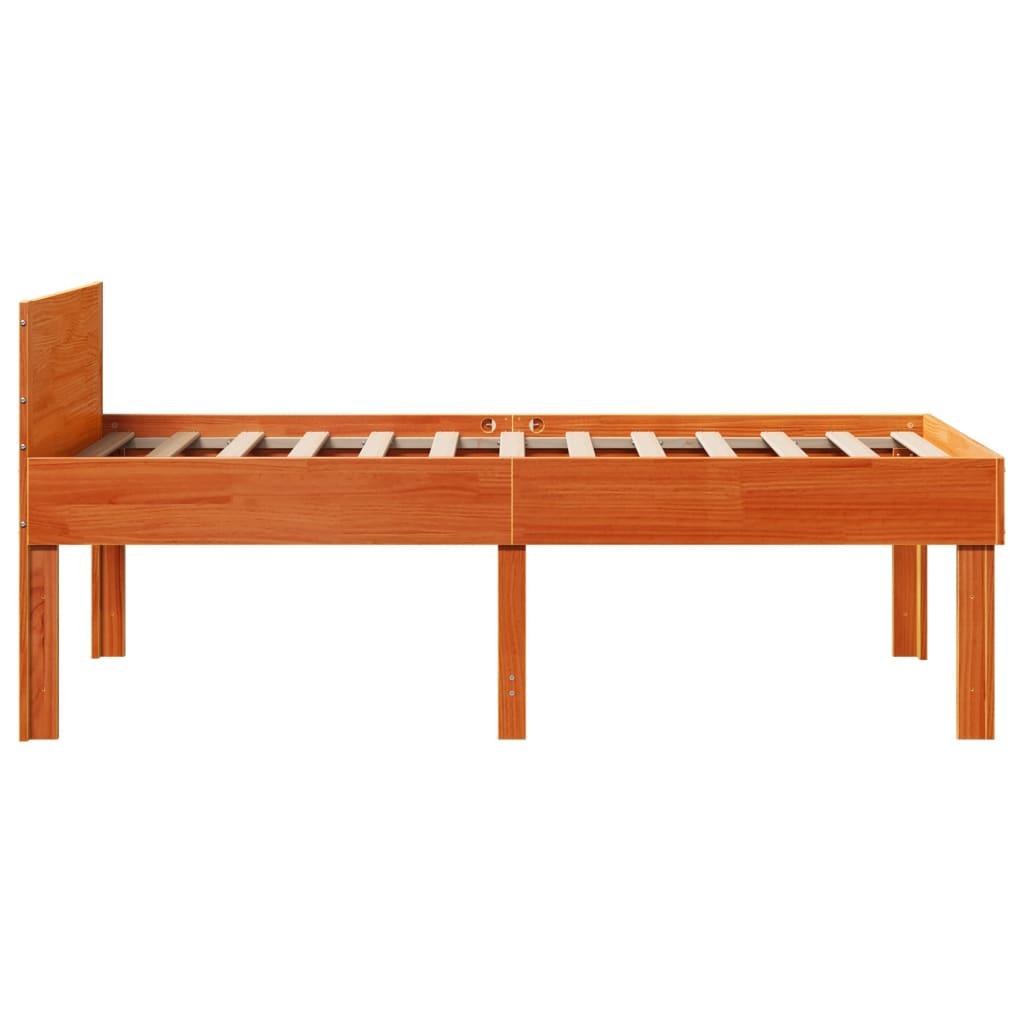 Bed frame without mattress brown wax 90x190 cm solid pine wood