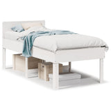 Bed frame without white mattress 75x190 cm solid pine wood