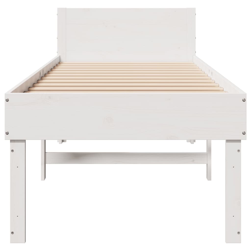 Bed frame without white mattress 75x190 cm solid pine wood