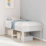 Bed frame without white mattress 75x190 cm solid pine wood