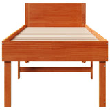 Bed frame without mattress brown wax 75x190 cm solid pine wood