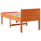 Bed frame without mattress brown wax 75x190 cm solid pine wood