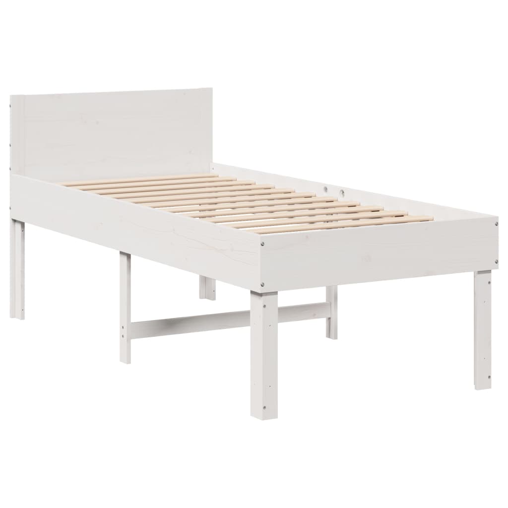 Bed frame without mattress white 80x200 cm solid pine wood