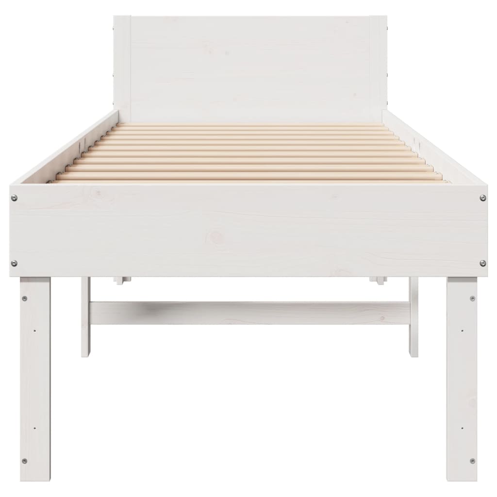 Bed frame without mattress white 80x200 cm solid pine wood