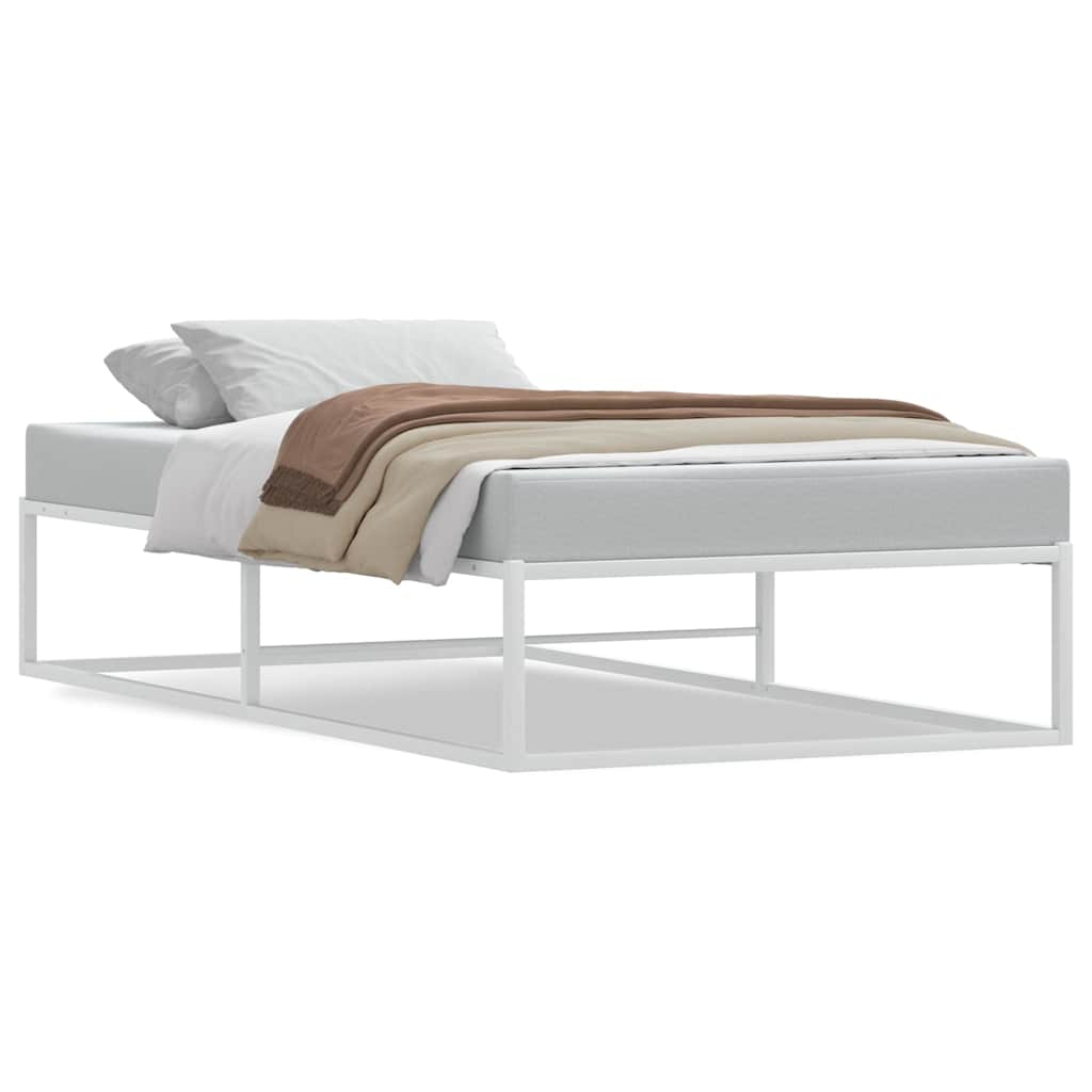 Cadre de lit sans matelas blanc 90x200 cm métal