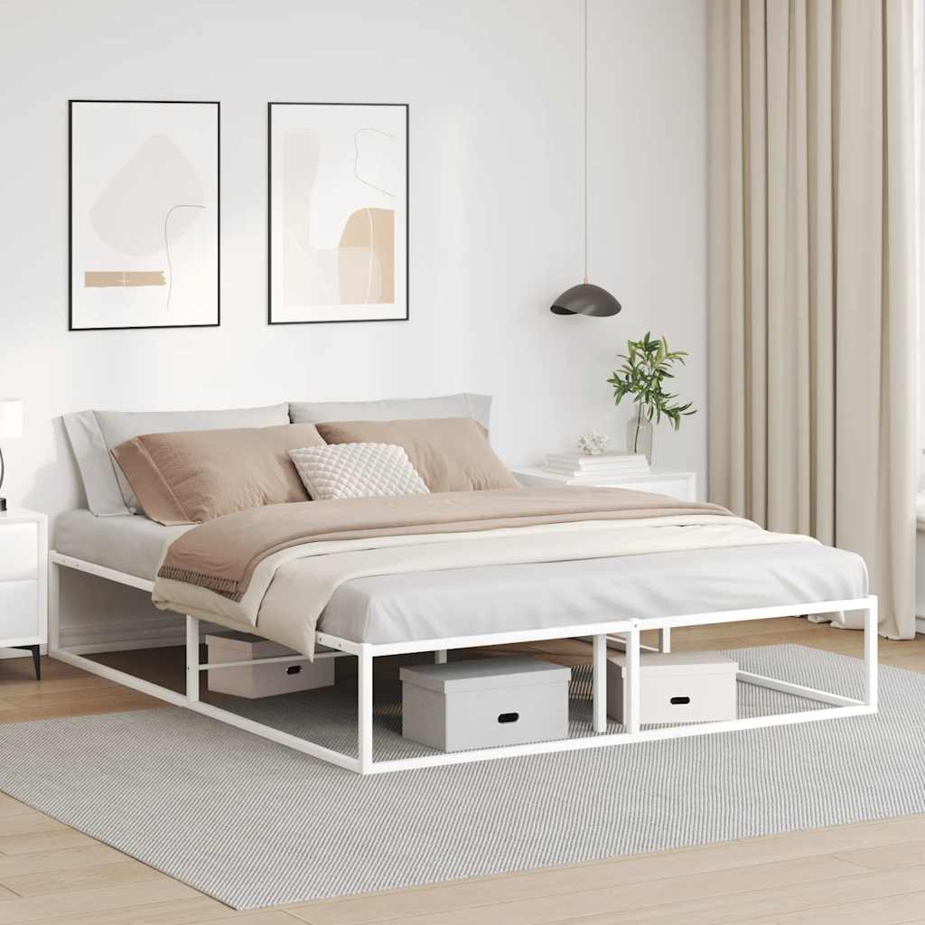 Bed frame without mattress white 160x200 cm metal