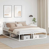 Bed frame without mattress white 160x200 cm metal