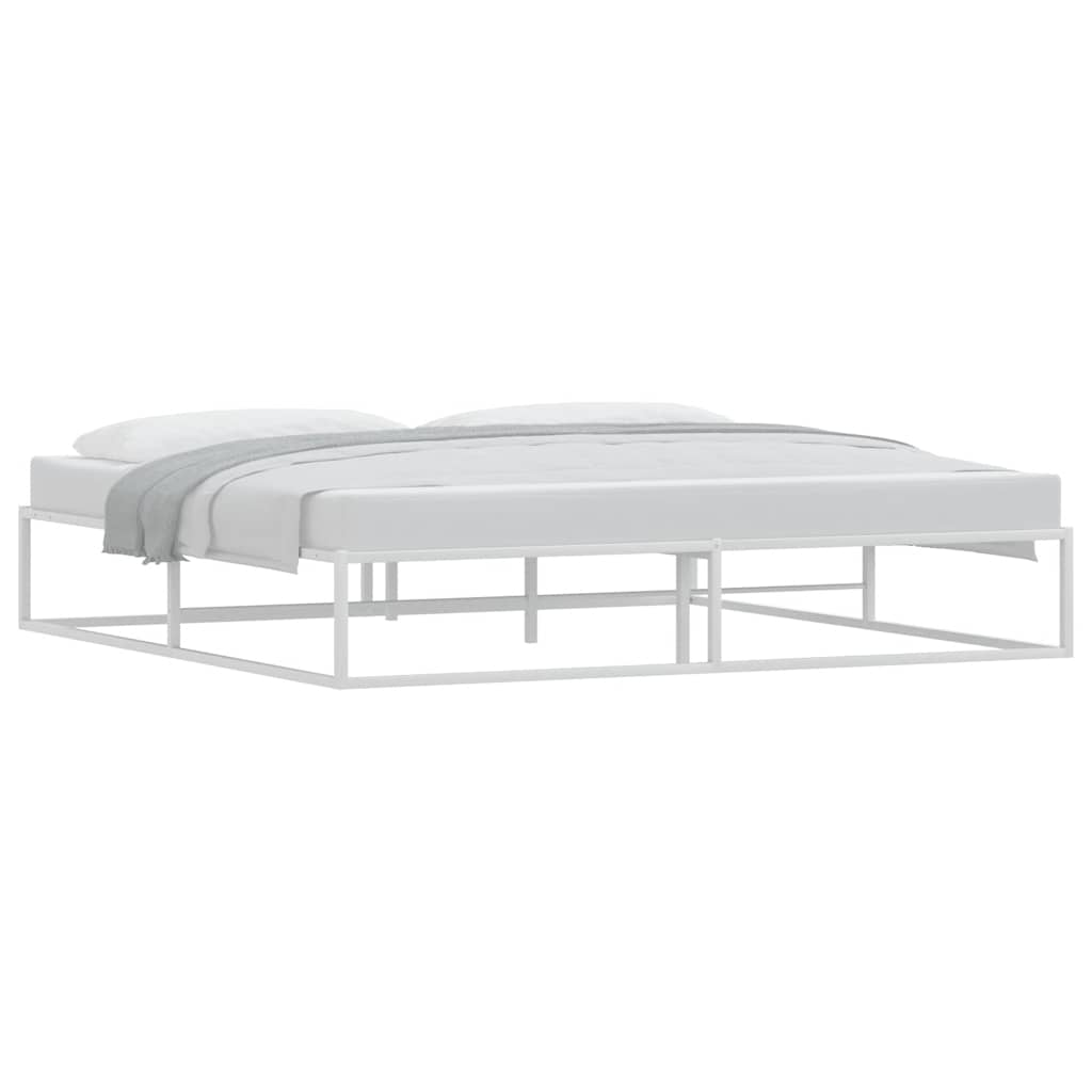 Cadre de lit sans matelas blanc 200x200 cm métal