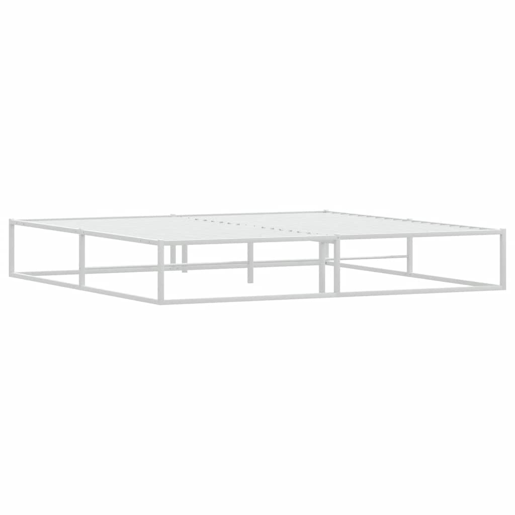 Cadre de lit sans matelas blanc 200x200 cm métal