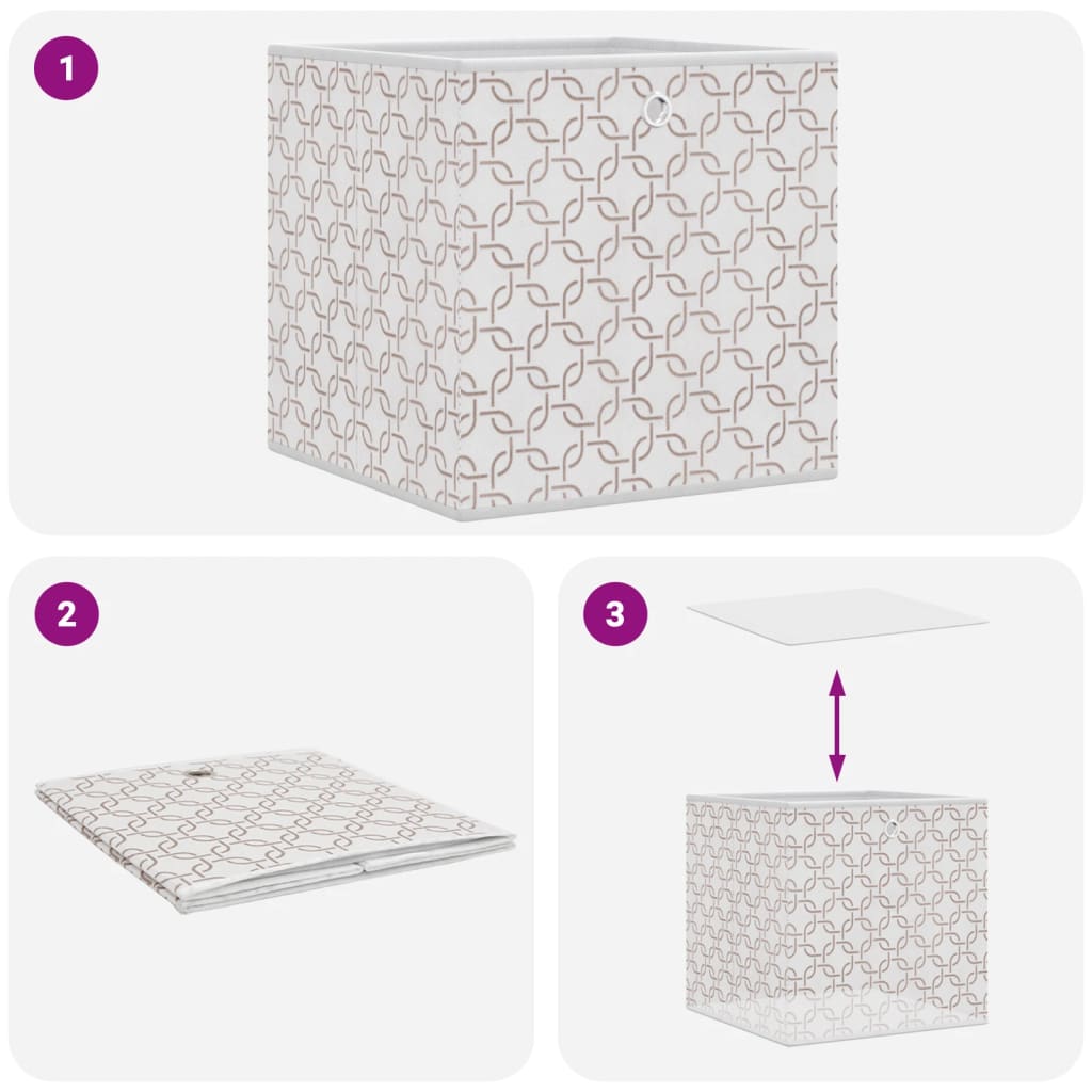 Boîtes de rangement pliables 10 pcs crème tissu intissé