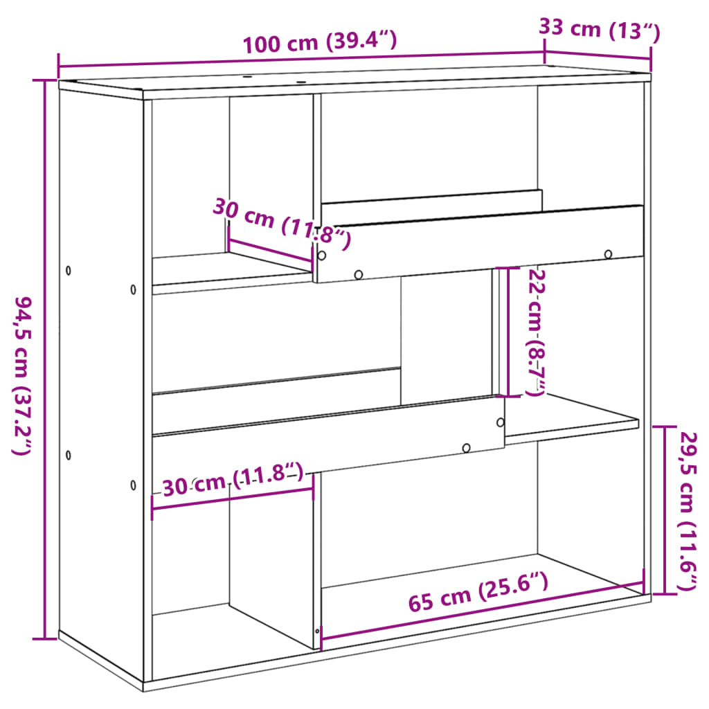 Cloison de séparation blanc 100x33x94,5 cm bois d'ingénierie