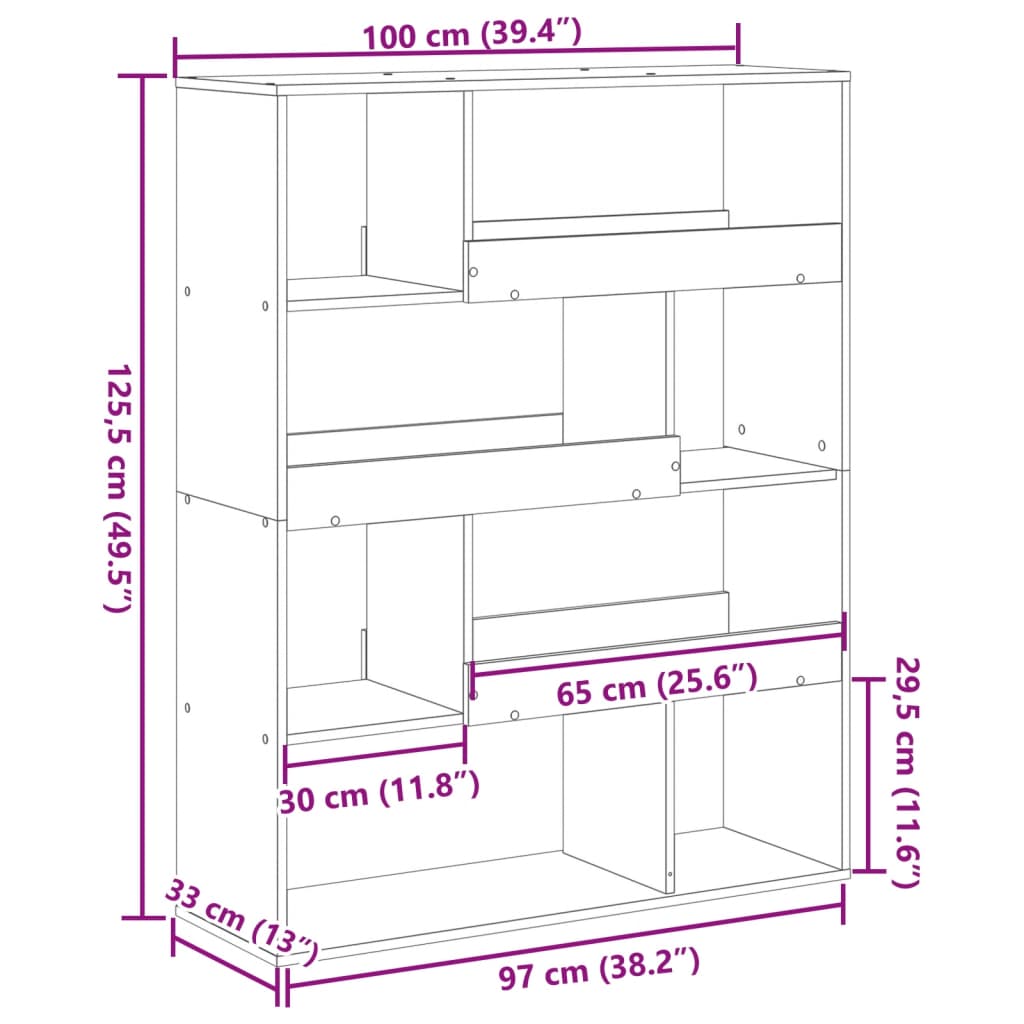 Cloison de séparation noir 100x33x125,5 cm bois d'ingénierie