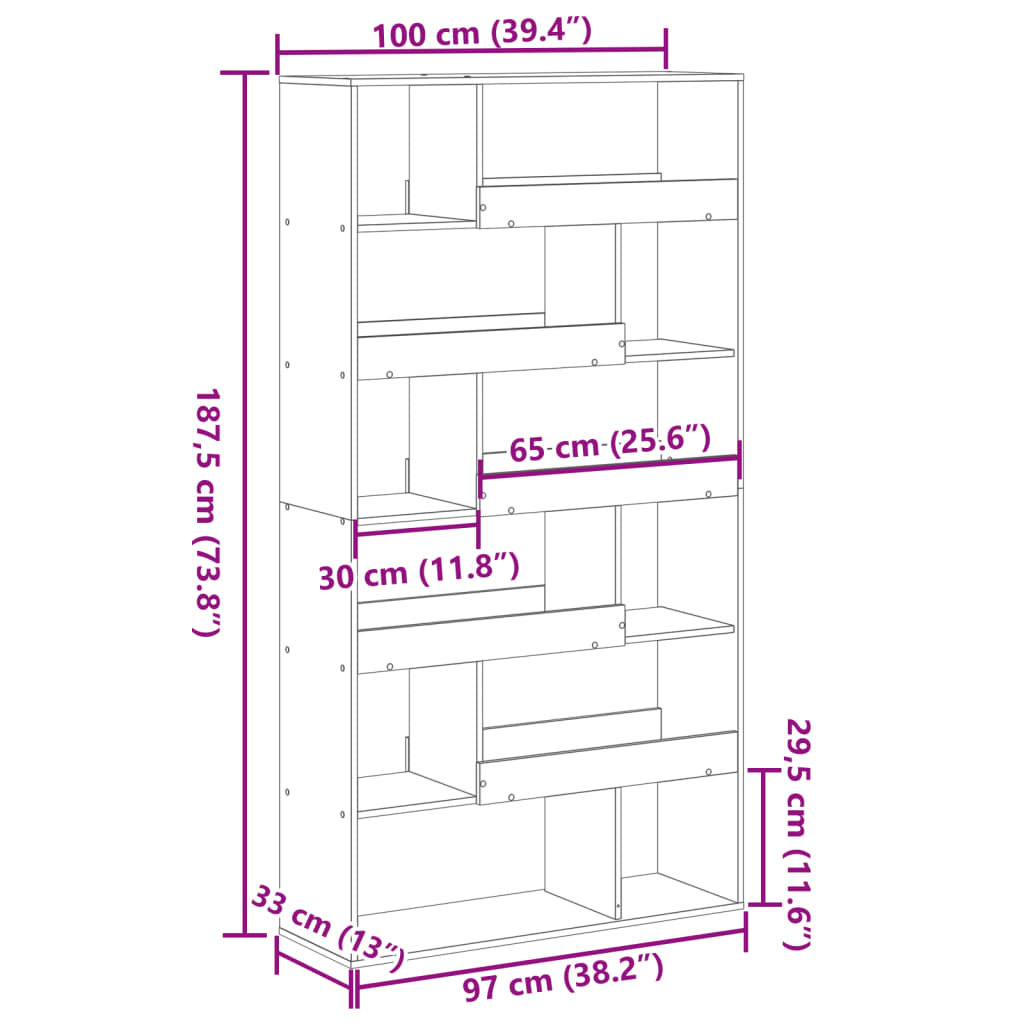 Cloison de séparation blanc 100x33x187,5 cm bois d'ingénierie