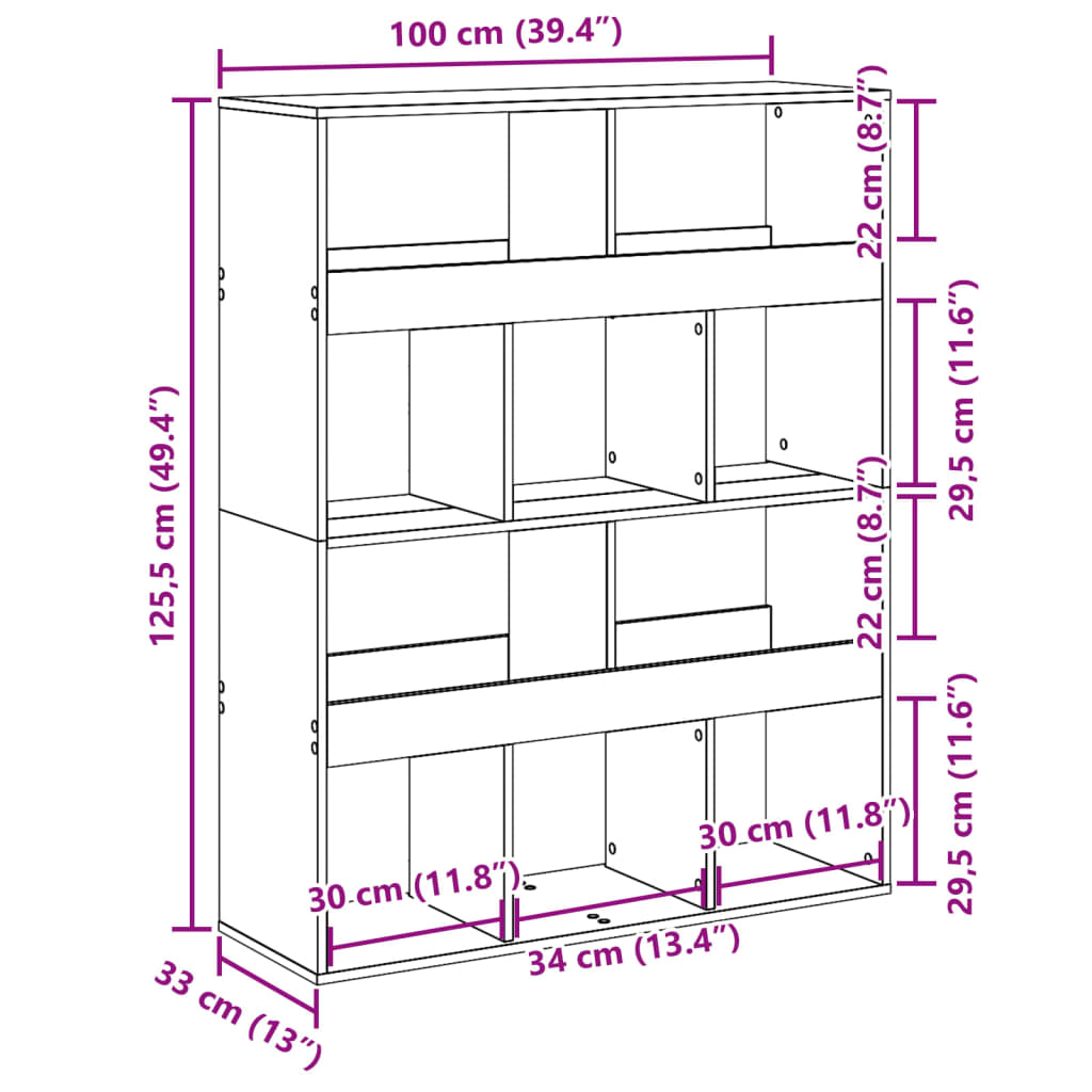 Cloison de séparation blanc 100x33x125,5 cm bois d'ingénierie