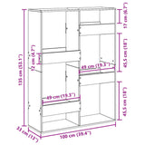 Cloison de séparation chêne fumé100x33x135 cm bois d'ingénierie