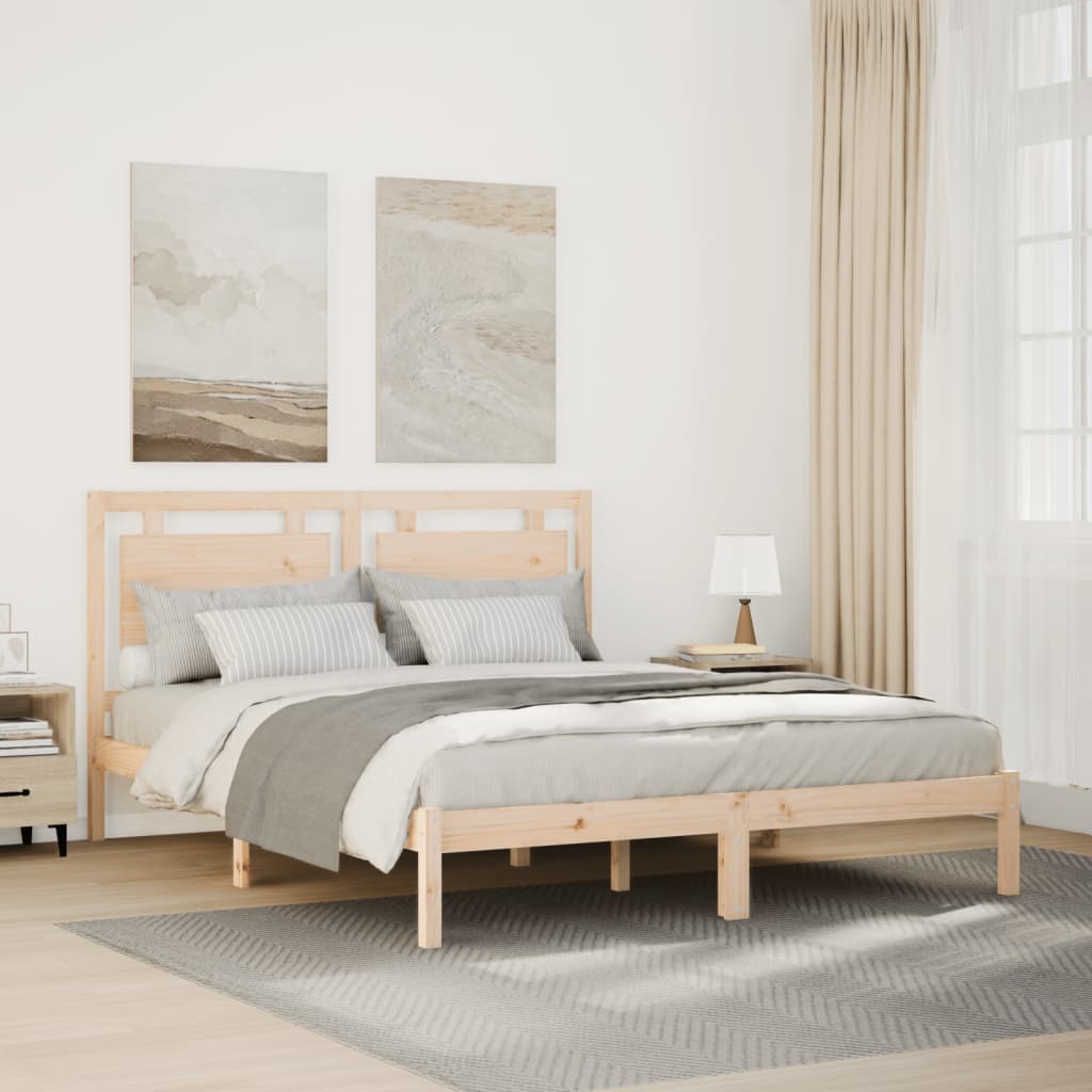 Cadre de lit extra long sans matelas 140x210 cm bois massif