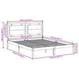 Extra long bed frame without mattress 140x210 cm solid wood