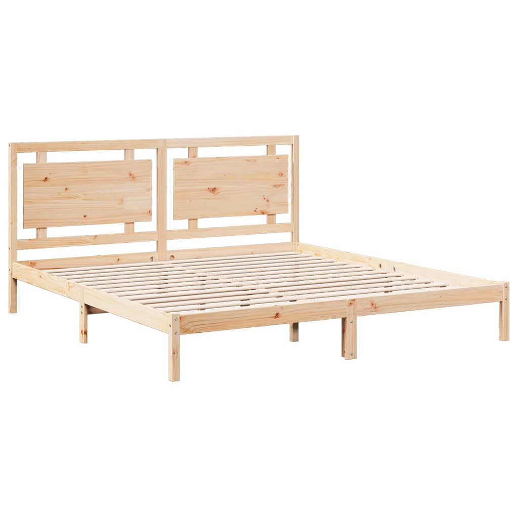 Cadre de lit extra long sans matelas 200x210 cm bois massif