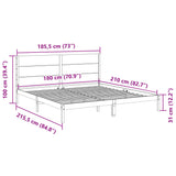 Cadre de lit extra long sans matelas 180x210 cm bois massif