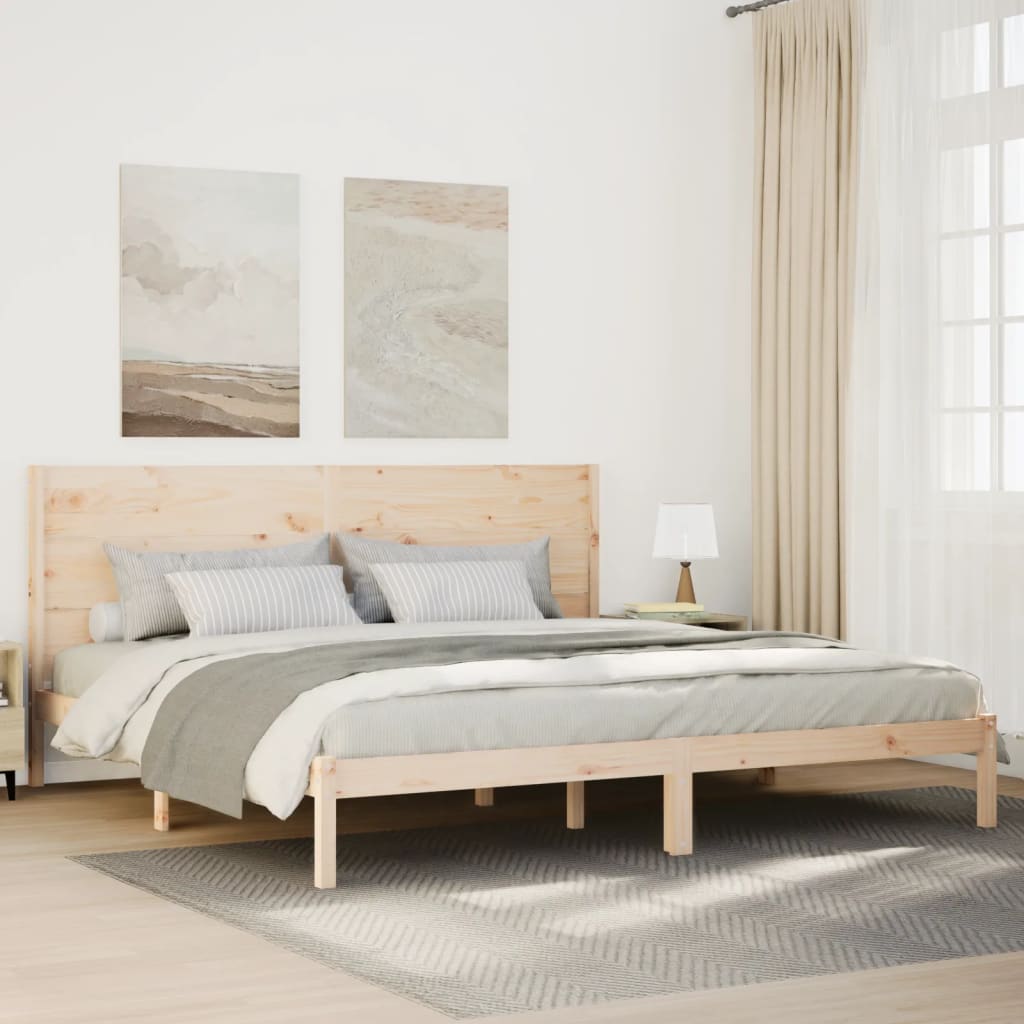 Cadre de lit extra long sans matelas 180x210 cm bois massif