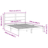 Cadre de lit extra long sans matelas 140x220 cm bois massif