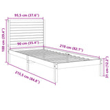 Cadre de lit extra long sans matelas 90x210 cm bois massif