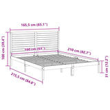 Cadre de lit extra long sans matelas 160x210 cm bois massif