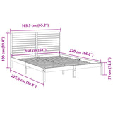 Cadre de lit extra long sans matelas 160x220 cm bois massif