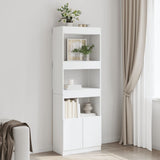 Buffet haut 63x33x180 cm blanc bois d'ingénierie