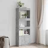 High sideboard 63x33x180 cm concrete gray engineered wood