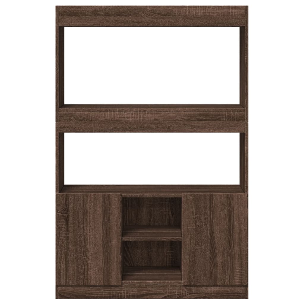 Buffet haut chêne marron 92x33x140 cm bois d'ingénierie