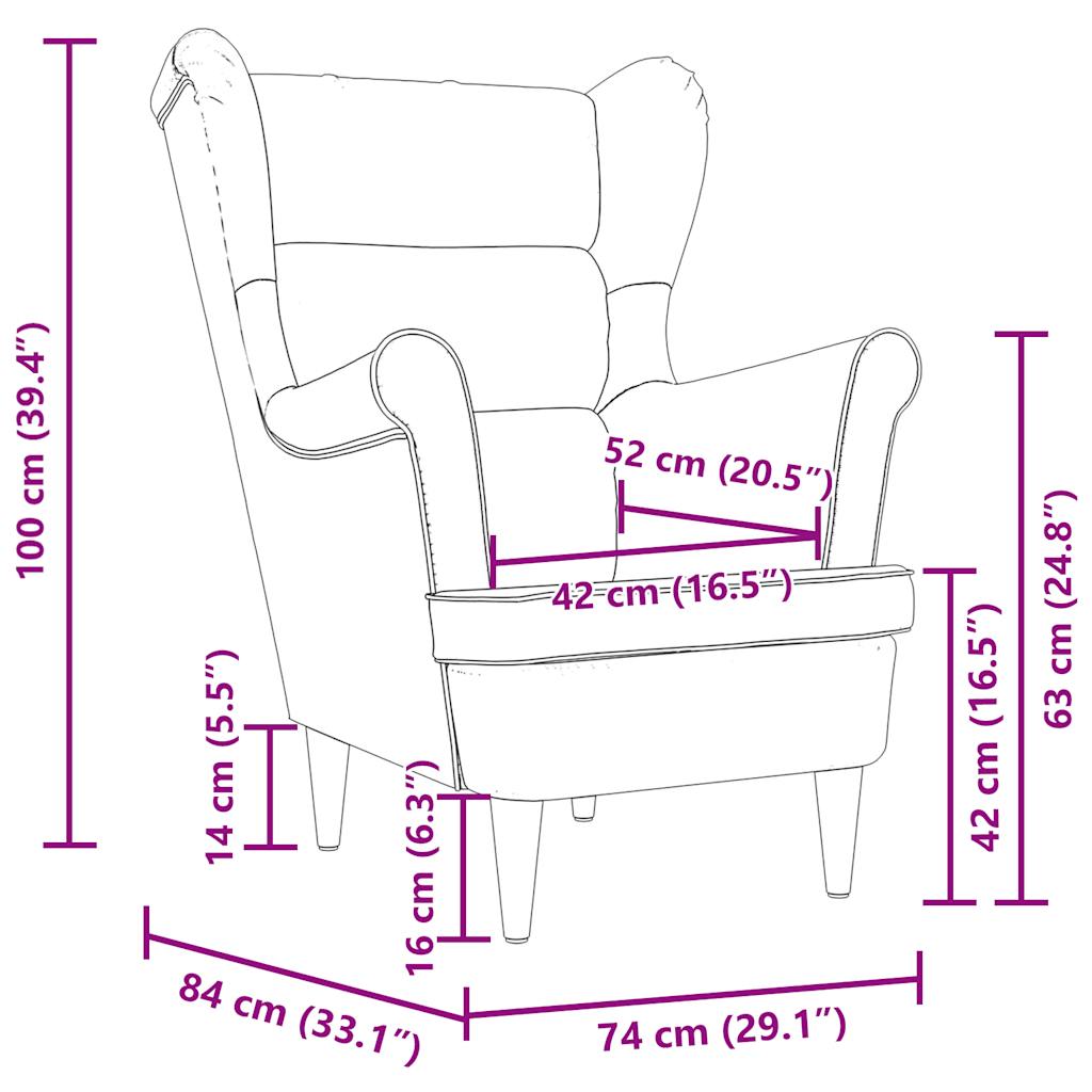 Fauteuil noir 74x84x100 cm tissu